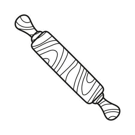 kitchen rolling pin icon isolated on white background, outline vector illustration, flat styleのイラスト素材