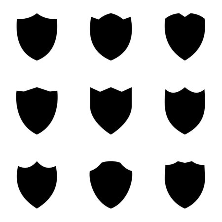 Shields set. Collection of security shield icons. Vector illustration.のイラスト素材