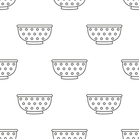 outline kitchen utensil, seamless pattern with colanderのイラスト素材