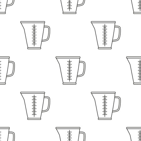 outline measure cup or chemical jug seamless pattern, background for any designのイラスト素材