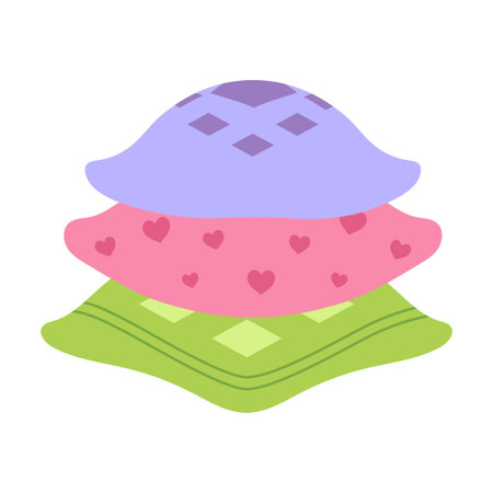 stack of decorative pillows isolated on white, home interior textile, flat styleのイラスト素材