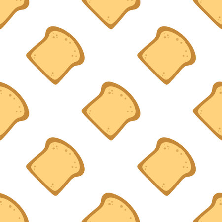 sliced toast bread seamless pattern on white background, bakery pastry theme, flat vector illustrationのイラスト素材