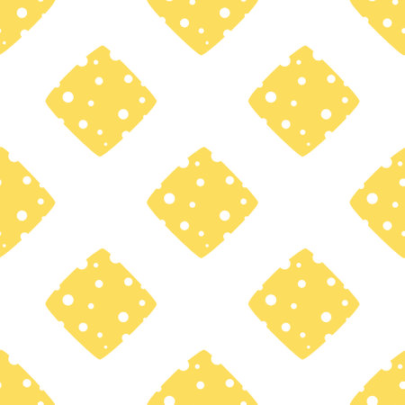 cheese slices seamless pattern, flat design, cartoon vector illustrationのイラスト素材