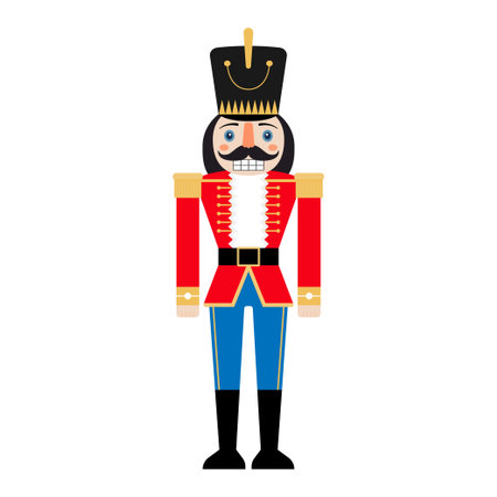 Christmas Nutcracker in a red suit. Vector illustration.のイラスト素材