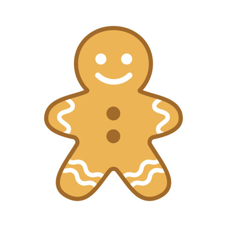 Christmas gingerbread man. Gingerbread isolated on white. Vector illustrationのイラスト素材