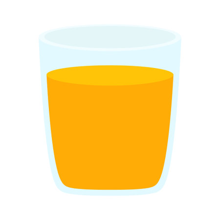 glass filled with fresh orange juice, flat icon isolated on white backgroundのイラスト素材