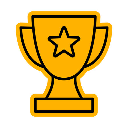 Golden trophy icon, achievement and victory. Award trophy with a star. Vector illustrationのイラスト素材