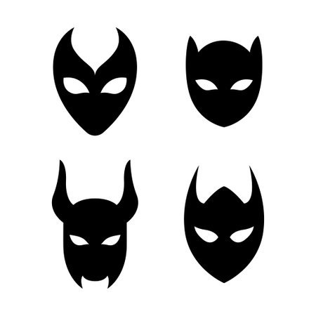 Set of four different mask icons. Vector illustrationのイラスト素材