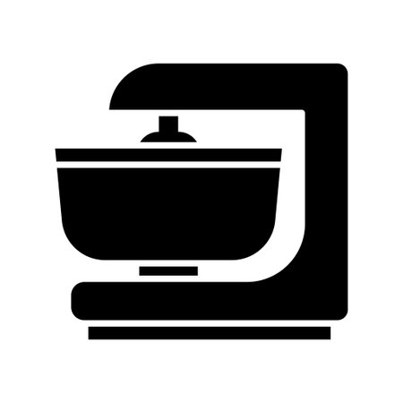 Stand mixer icon. Stationary dough mixer with bowl, isolated on whiteのイラスト素材