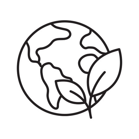 Earth with leaves symbol representing eco-friendly concepts, sustainability, green energy, and environmental protection.のイラスト素材