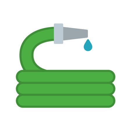 Garden Hose with Water Drop Icon in Flat Styleのイラスト素材