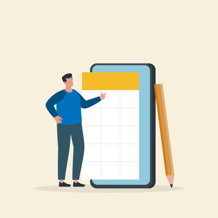 Person Using Mobile Calendar for Time Managementのイラスト素材