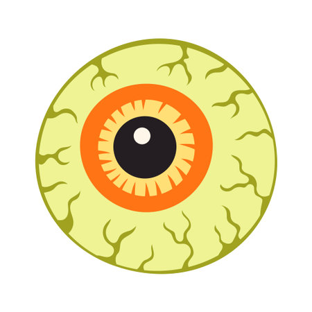 cartoon halloween eyeball in flat style, halloween human or zombie eye isolated on white backgroundのイラスト素材