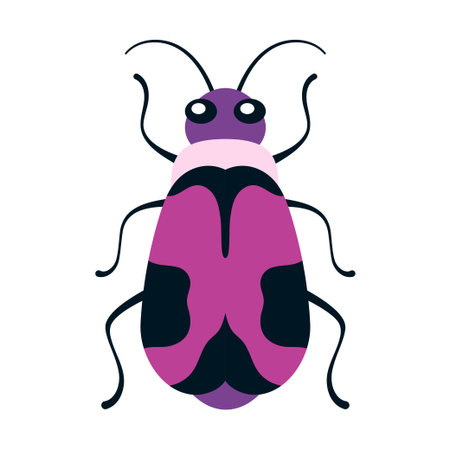 cartoon illustration of colorful bug with decorative patterns isolated on white background, flat...