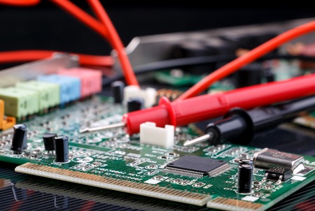 electronic circuit board and digital multimeterの写真素材