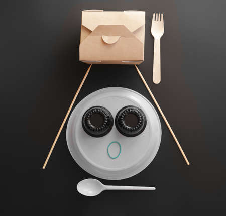Concept of stop plastic pollution; global warming; the planet is in danger, recycling as the main concept for building the future, non-food waste is a threat to human life.の写真素材