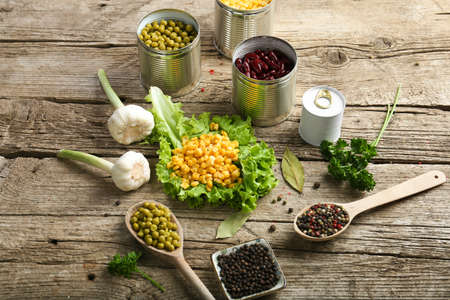 Canned beans. Useful trace elements. Ingredients for cooking. Proper nutrition, non-GMO. Organic food. Canned food, long-term storage.の写真素材