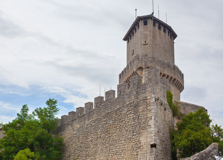 Fortress on top of the mountain against the sky.のeditorial素材