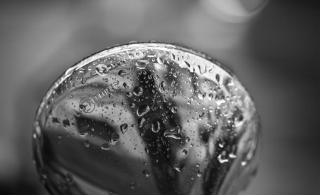 Water drops on the steel surface rear view mirror motorcycle.のeditorial素材