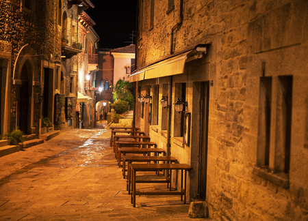 Night streets of the old town.Beautiful view.の写真素材