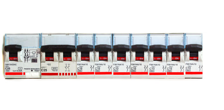 Electrical panel with fuses and contactors.の写真素材