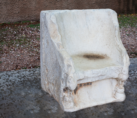 Vintage chair in white marble.The throne of white marble.の写真素材