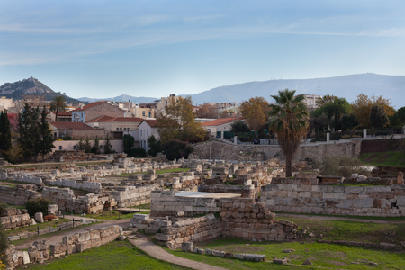 Ruins of ancient Greece in the city of Athensのeditorial素材