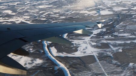 aerial view of the river in winter