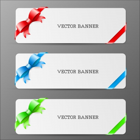 cards with bow and ribbon in red green and blue colors のイラスト素材
