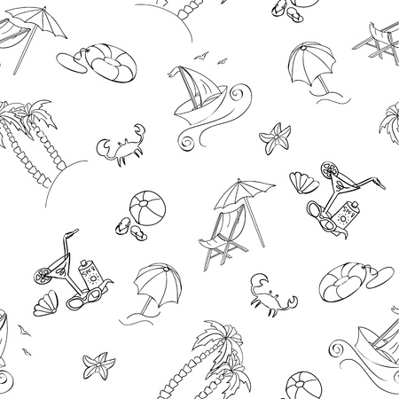 beach seamless pattern on white  のイラスト素材