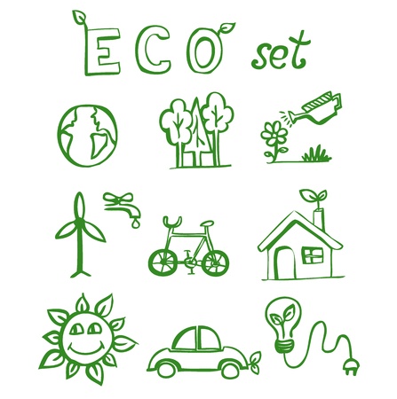 Eco hand drawn doodles のイラスト素材