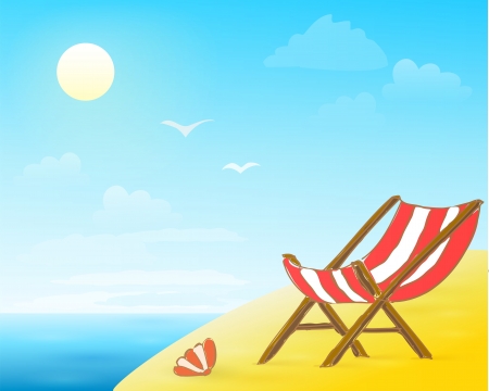 beach hand drawn banner with loungeのイラスト素材