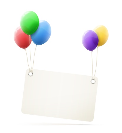 realistic colorful happy birthday balloons with banner  illustration のイラスト素材