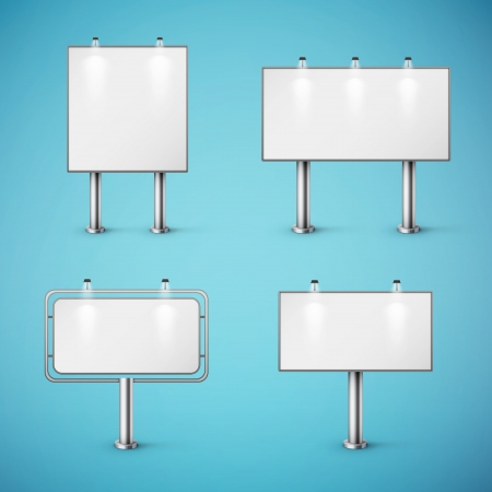 set of blank realistic billboards eps10 vector illustrationのイラスト素材