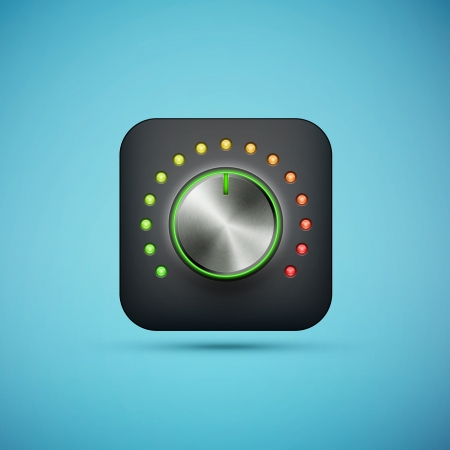 black app icon with music volume control knob, realistic metal texture, ep10 vector illustrationのイラスト素材