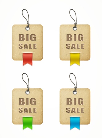 set of big sale paper labels with colorful ribbons eps10 vector illustrationのイラスト素材