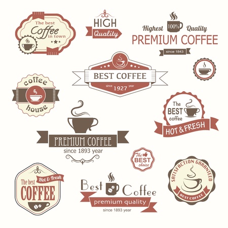 set of coffee vintage badges and labelsのイラスト素材