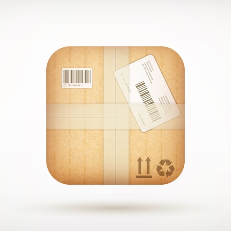 cardboard mail package app icon on rounded corner squareのイラスト素材