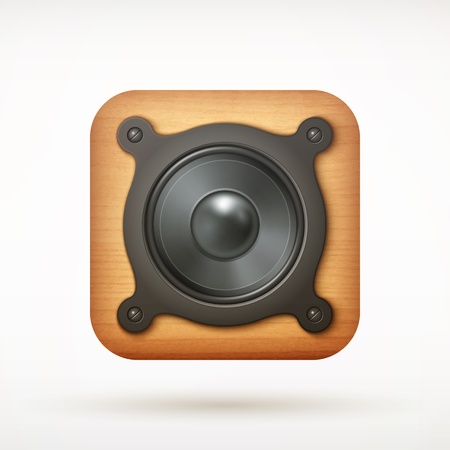 black metal music speaker app icon on rounded corner square  illustrationのイラスト素材