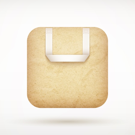 recycled paper shopping bag app icon on rounded corner square  illustrationのイラスト素材