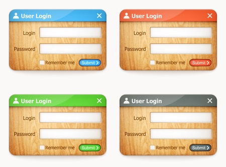 set of colorful wooden login forms のイラスト素材