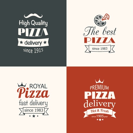 set of premium quality pizza labels のイラスト素材