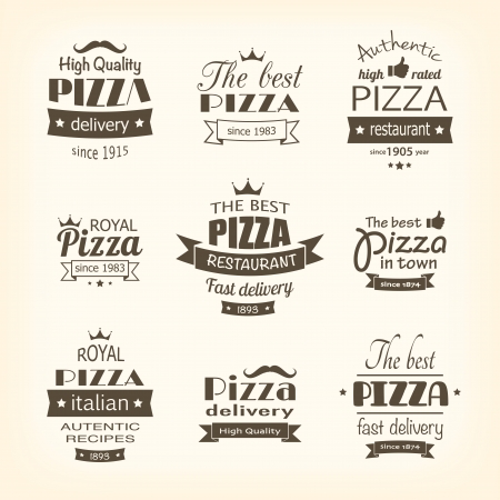 set of premium quality pizza labels のイラスト素材