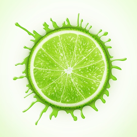 fresh lime with splashのイラスト素材
