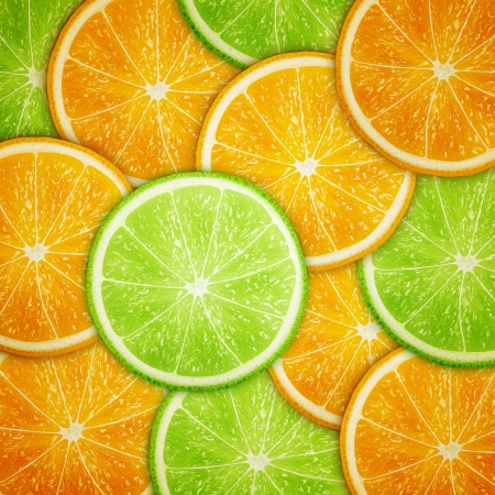 Orange and lime fruit slices background のイラスト素材