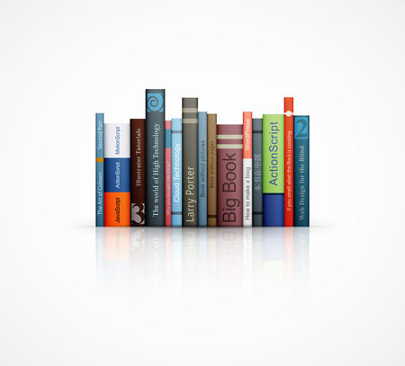 row of books on white background eps10 vector illustrationのイラスト素材