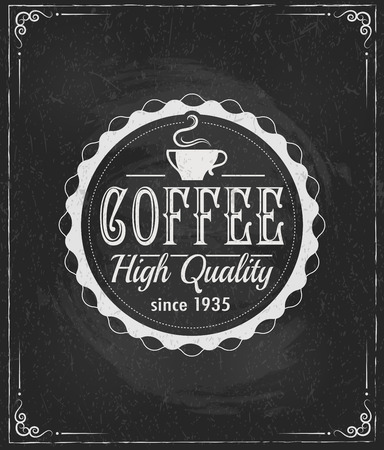 coffee label on chalkboard eps10 vector illustrationのイラスト素材