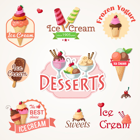 ice cream labels and badges collections eps10のイラスト素材