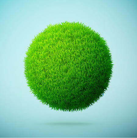 Green grass sphere on a blue clear background eps10 vector illustrationのイラスト素材