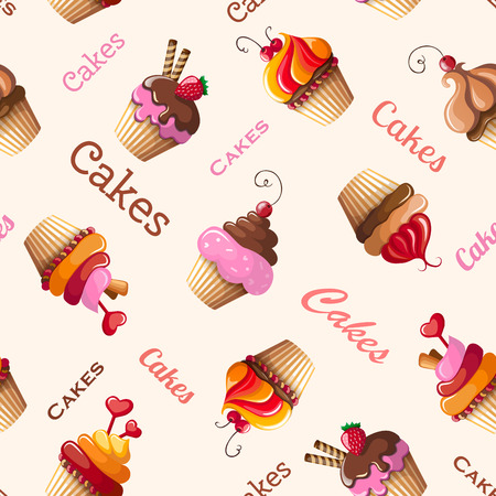 Cupcakes seamless pattern eps10のイラスト素材